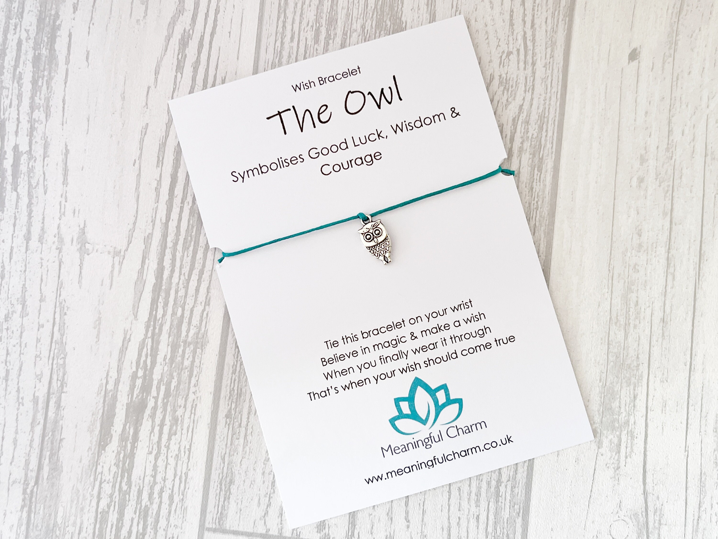 Owl Wish Bracelet: Antique Silver Charm, Good Luck Gift