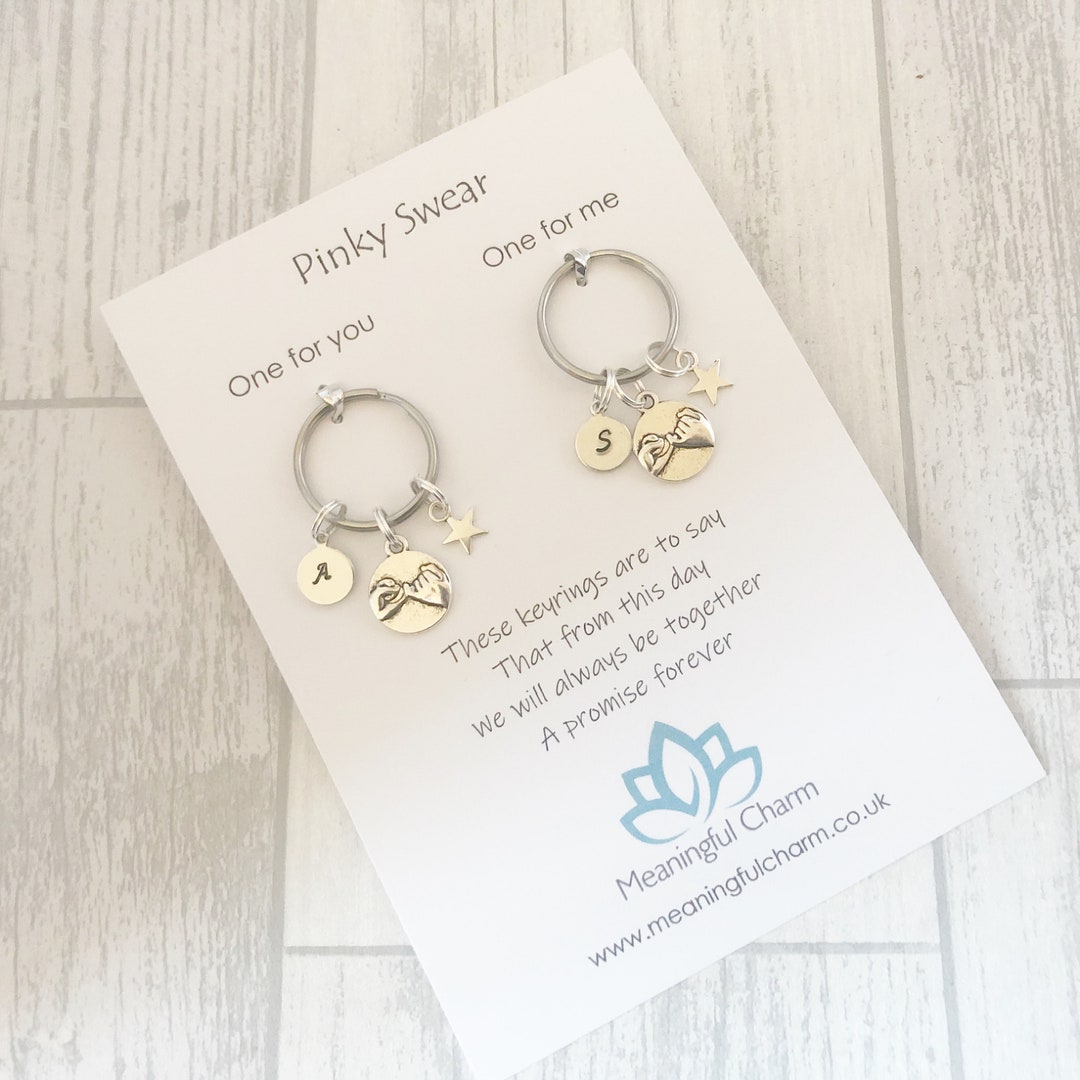 Swear Key Rings Pinky Swear Keyring, Pinky Promise Keychain, Initial Keyring ...
