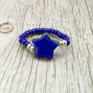 Cats Eye Star Ring | Stackable Rings | Celestial Beaded Ring | Quartz Gemstone Jewellery | Healing Crystals Gift | Stretch Jewelry