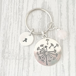 Dandelion Keyring, Dandelion Keychain, Initial Keyring, Personalised Keyring, Initial Gifts, Dandelion Gifts, Dandelion Jewellery, Wish