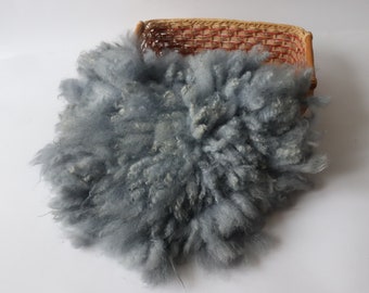 Fluffy Fur, Wool Photo Prop, Felt Mat, Felt layering Piece, Grey hand Felted Wool, Medium Size C Gray RTS ship from Poland