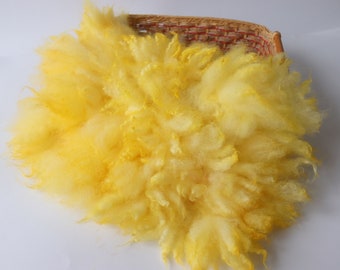 Fluffy Fur, Wool Photo Prop, Felt Mat, Felt layering Piece,  yellow  hand Felted Wool, Medium Size C  RTS ship from Poland