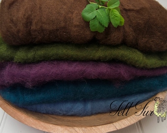 Set C of 5 mini wool, Fluffy Wool, Posing blanket, Wool layer, Felt Basket Filler, Photography Prop, Feltfur,  RTS prop