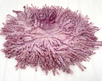 Curly Felt Fur Felted Rug (D415) Light  Purple Plum Curly Newborn Photography Wool Prop Size D  Ready to Ship from UK
