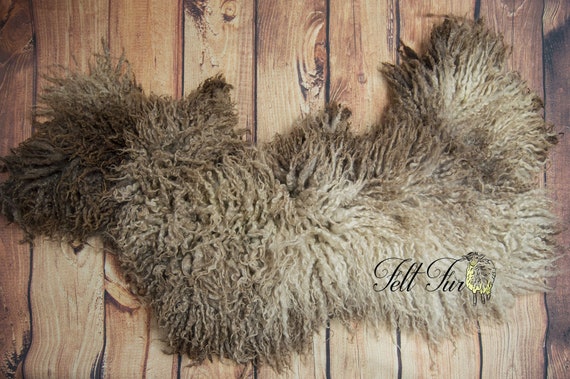 Huge Felted Fur. Organically Felted Piece. (SP20) Natural Brown Curly Prop, Baby Felt Prop. Felt Rug. Ready to Ship