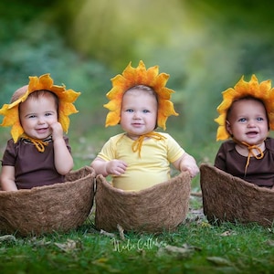 Felted  Newborn Hat Photoprops hat  Baby  Hat Infant Hat Baby Sunflower yellow Newborn Girl Hat, Felt Hat Newborn,  ship from Poland