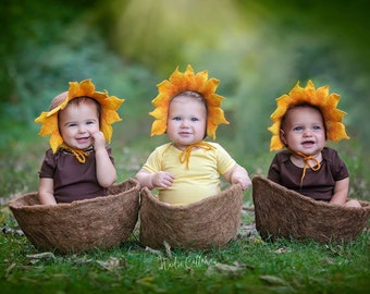 Gorro de fieltro para recién nacido, accesorio fotográfico, para bebé, color amarillo girasol, para niña recién nacida, envío desde Polonia.