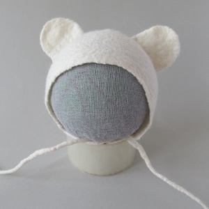 Felted  Newborn Hat Photoprops hat Baby Hat  Baby White Bear Newborn Girl Hat Boy hat  Felt Hat Newborn Infant  Beanie ship from Poland