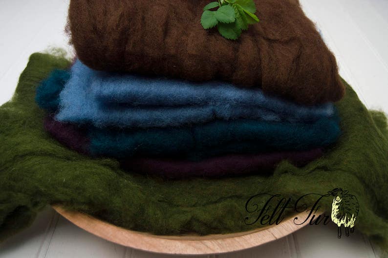 Set C of 5 mini wool, Fluffy Wool, Posing blanket, Wool layer, Felt Basket Filler, Photography Prop, Feltfur, RTS prop image 4