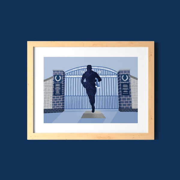 Dixie Dean Everton A5, A4 Art Print / Illustrated EFC Home Wall Decor / Evertonian Gift / Unframed