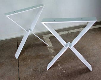 Tischbeine Tischgestell Tischkufen Tischfüße Stahl Metall Weiss Industrial Loft Tisch