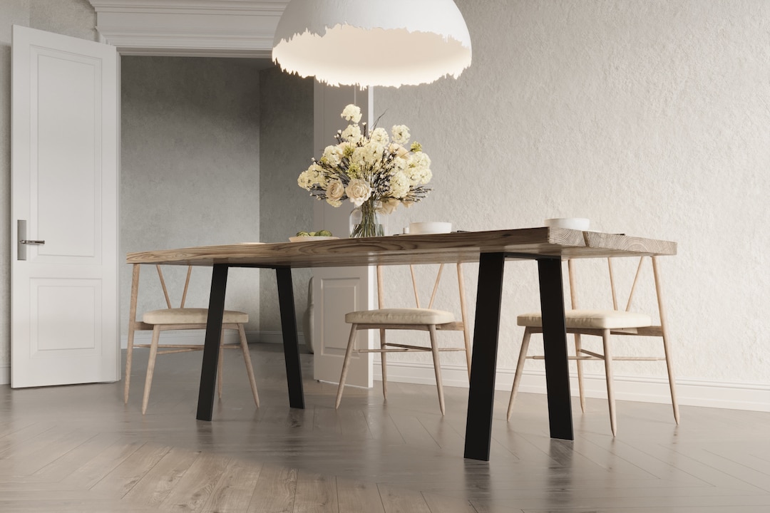 MetaloPro Pieds de Table en Métal Robuste en Acier Noir, Cadre Moderne