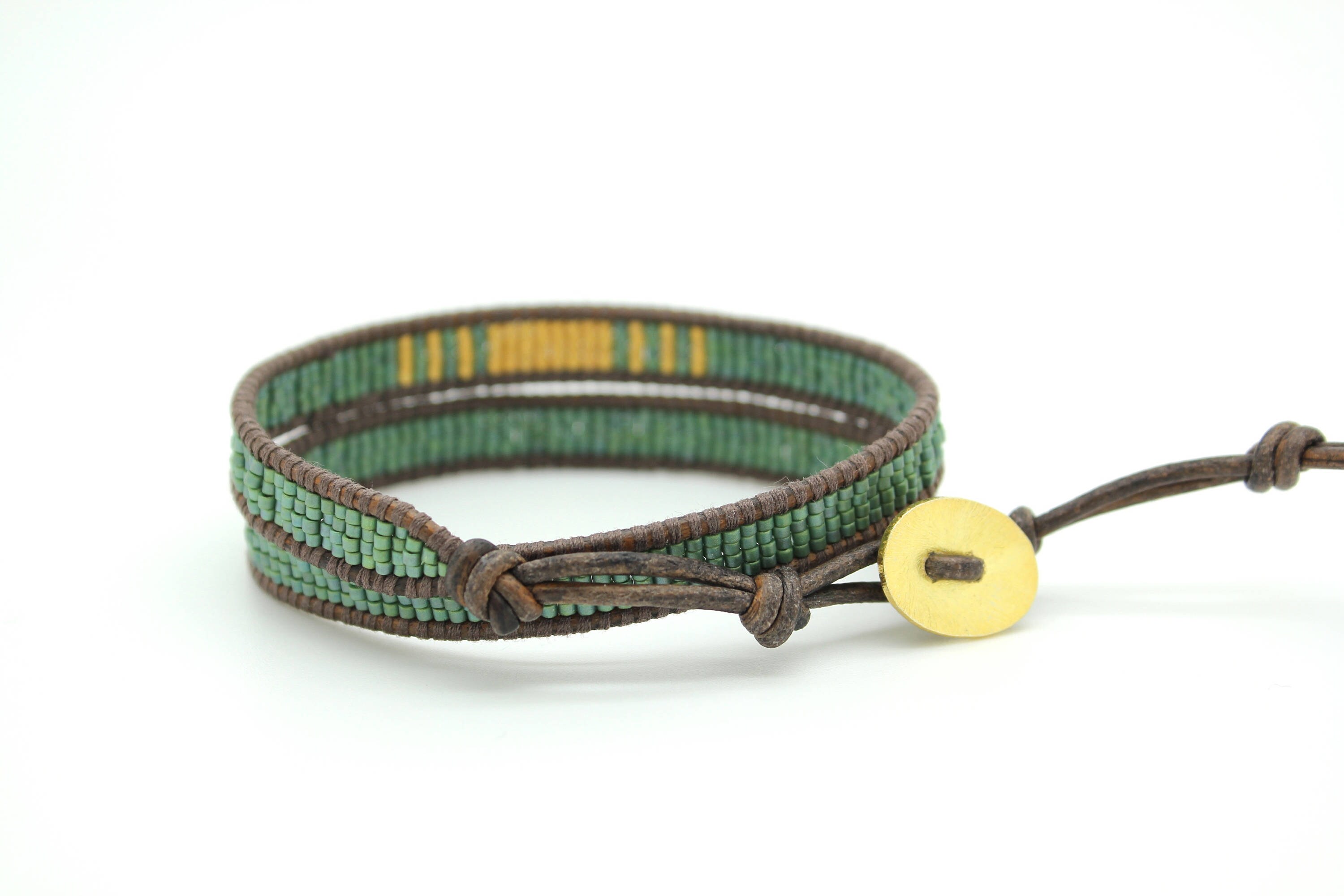 Colored and Mat Gold 2 Wrap Bracelets on Natural Grey Leather - Etsy