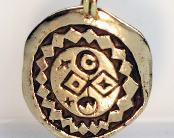 Shaman 4 Cardinal Directions Bronze Pendant Gift - 4 Cardinal Directions Life Compass Bronze Pendant Gift - Handmade SouthWest Amulet Gift