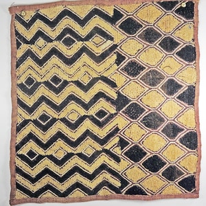 AfricanTribal Kuba Cloth - Vintage African Decor Kuba Cloth from Zaire  - Tribal Kuba Raffia Weave - African Tribal Weaving