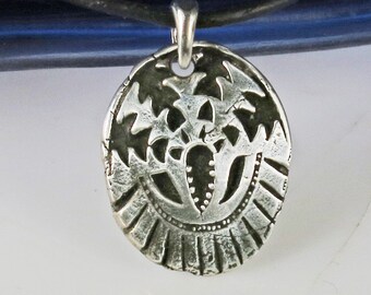 Fine Silver Tribal Shield Pendant