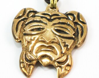 Native American Turtle Mask Bronze Pendant - Key Ring - Southwest Tribal Indian Tortuga Mask Pendant - Bronze Keyring