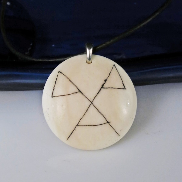 Norse Rune Sigil Hand Carved Bone Necklace - Viking Norse "Your House Will Always Prosper" Symbol - Viking Norse Bone "Prosper" Necklace