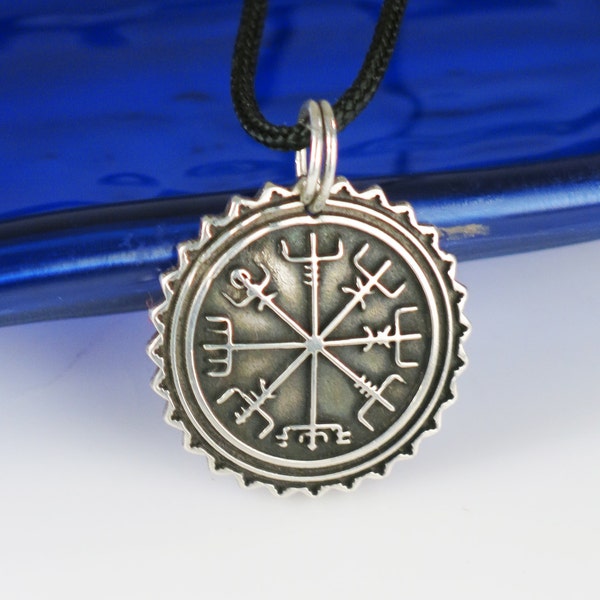 Viking Vegvisir Nautical Compass Protection Sterling Silver Pendant - Celtic Keyring - Mariner - Viking Compass Silver Gift