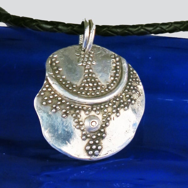 Eagle Flight Pendant - Tribal Design Fine Silver Necklace - Archeological Fragment Fine Silver Granules Pendant Gift