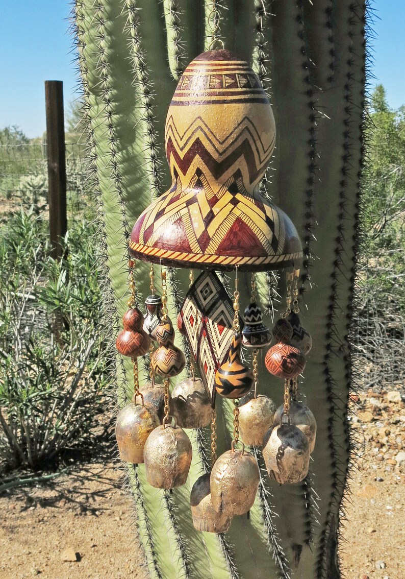 Large Gourd Wind Chimes Handmade Brass Bells & Gourd African Etsy