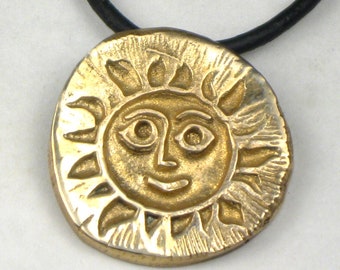 Southwest Sun Petroglyph - Small Kiln-Fired Bronze Pendant