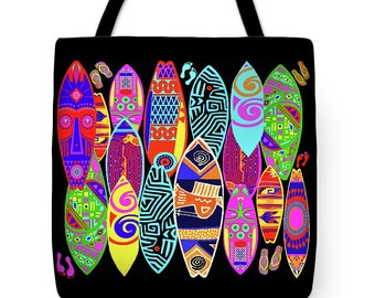 California Surfboards Tote Bag Gift - Surfin' USA Throw Pillow Gift - Colorful Surfboards 60's Throw Pillow Gift - Beach Boys Surfboards