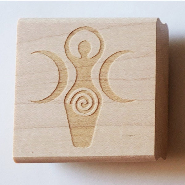Triple Goddess Moon Rubber Stamp - Clay Stamp - Scrapbook Stamp - PMC Stamp
