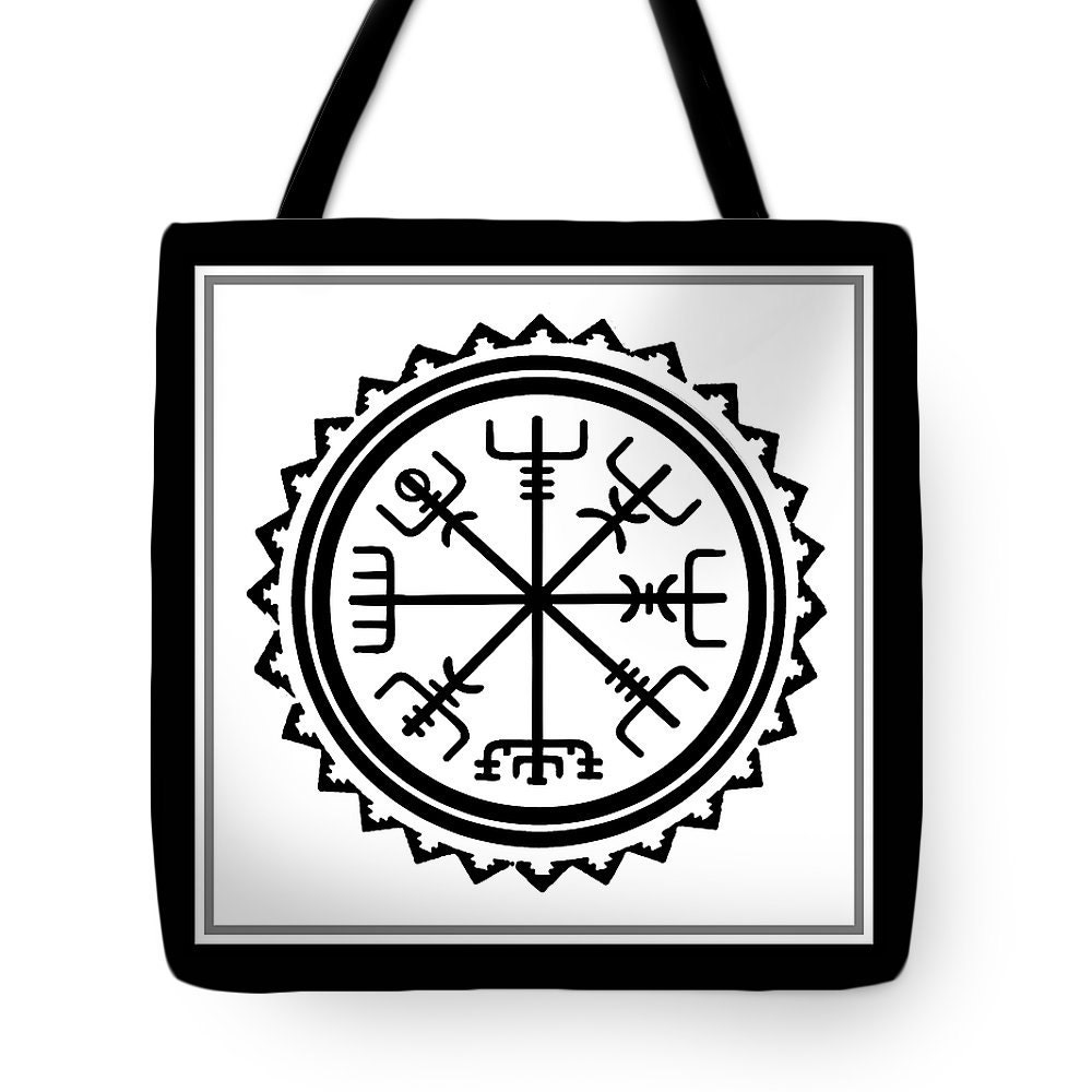 Urban Backwoods Vegvisir Viking Compass Tote Bag - Reusable Cotton Shopper Bag, 15" X 16.5", Hipster Design