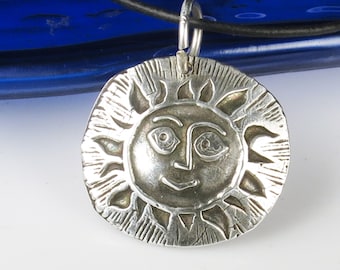 Scottsdale Arizona Sun Rays Tribal Petite Pendant - Fine Silver Del Sol Pendant - Unique Southwest Sun Gift