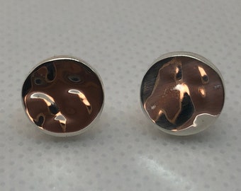 Handmade Sterling Silver Beaten Circle Stud Earrings