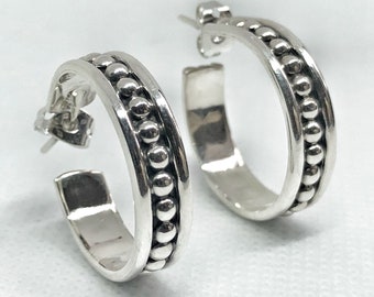 Handmade, Fair Trade, Sterling Silver Casquillas Taxco, Hoops, Earrings