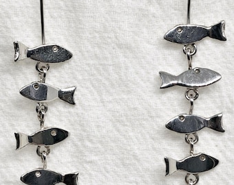 Sterling Silver Sardine Drop Earrings, Ocean Inspired, Fair Trade Handmade Jewellery