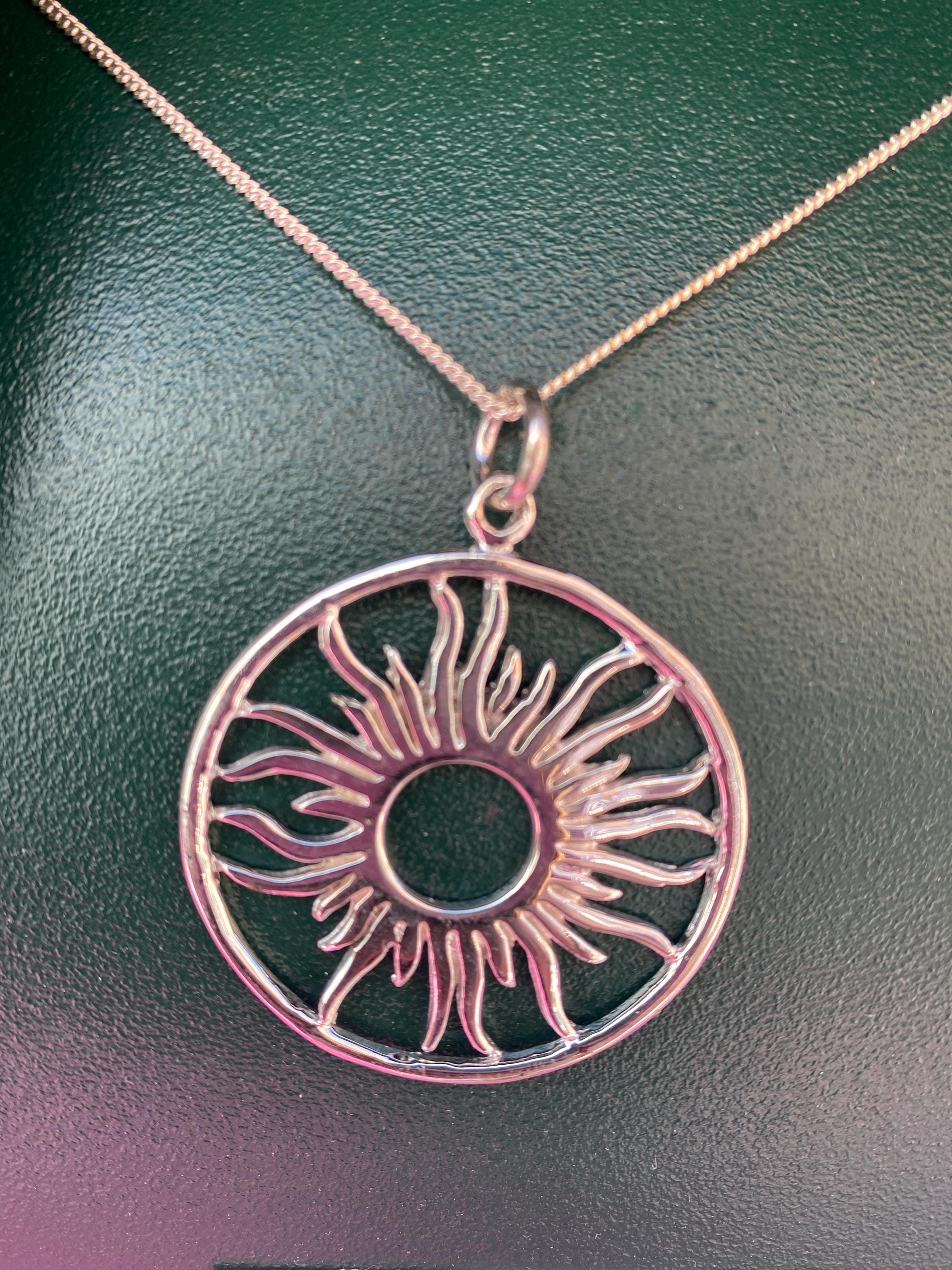 Handmade, Fair Trade Sterling Silver Happy Sun Pendant, Sol