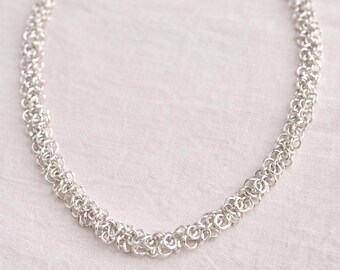 Lluvia Necklace – Handmade Sterling Silver Rain-Inspired Chainmaille Necklace | Hand-woven Fair Trade Artisan Jewellery