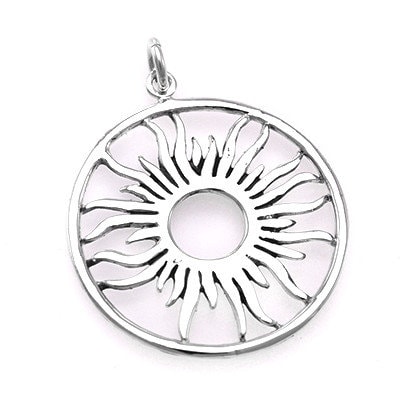 Handmade, Fair Trade Sterling Silver Happy Sun Pendant, Sol