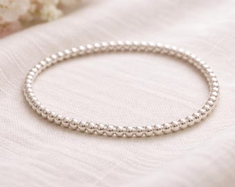 Sterling Silver Beaded Bracelet – Minimalist Fair Trade Stackable Jewellery