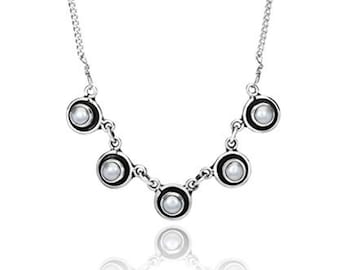Sterling Silver Plato Bello Necklace | Mexican Pearl, Turquoise, Coral Options