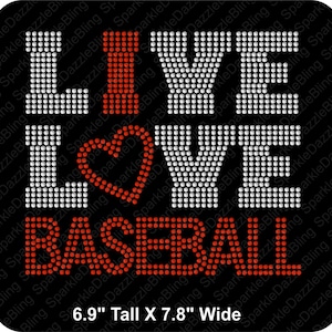 BASEBALL Rhinestone Template Instant Download Live Love Baseball Heart Cut File