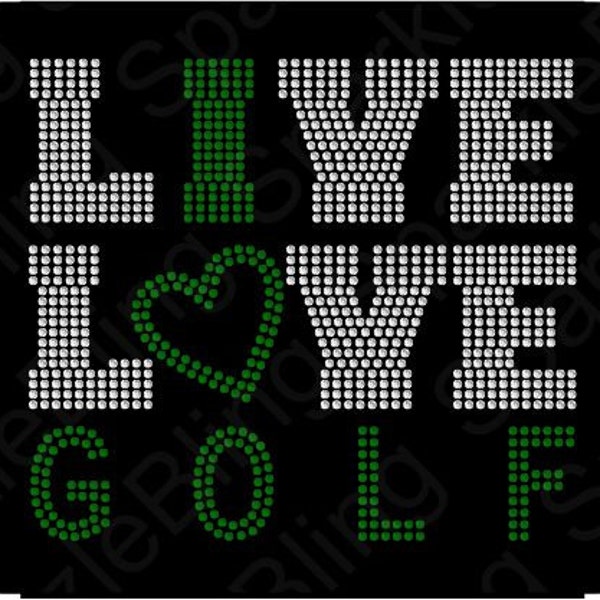 Golf Rhinestone Template Instant Download Live Love  Golf Jr. Junior Golfer Heart Cut File