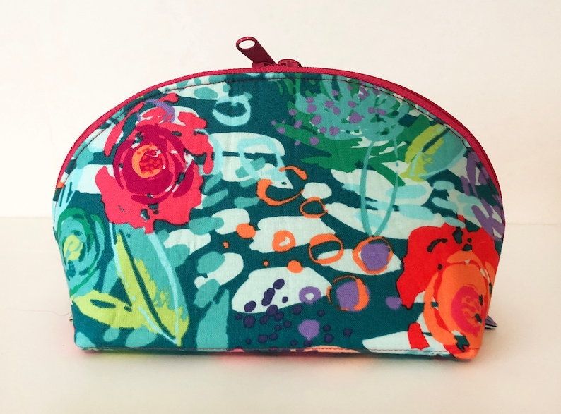 Large Cosmetic Clam Bag. Makeup Pouch. Cute Watercolor ...