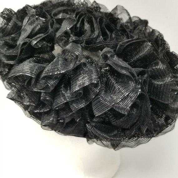 Vintage Black Flower Petal Cluster Chapeau Ladies… - image 4
