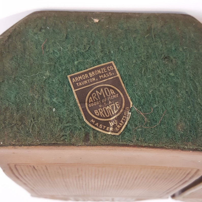 Bookends Antique Armor Bronze Company Man Monk Reading Library 1930s