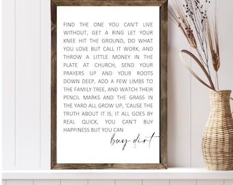 buy dirt l buy dirt wall art l digital download l luke bryan l song lyrics l country songs l farmhouse wall art l living room art
