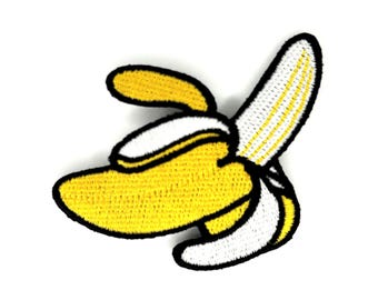 Peeled Banana Patch - Embroidered Iron-On Fruit Patch for Hats, Jackets & Bags