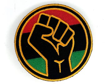 Raised Fist Patch - Embroidered Iron-On Patch for Jackets, Bags and Gear