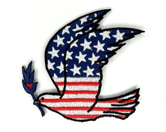 American Flag Dove Patch - Patriotic Embroidered Iron-On Patch for Jackets, Bags & Tactical Gear