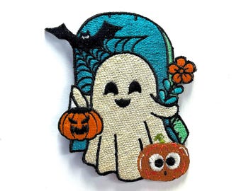 Halloween Ghost Embroidered Iron-On Patch for Jackets, Bags and Accessories