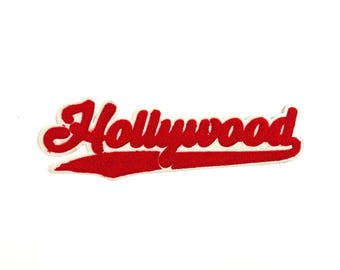 Hollywood Letterman Patch - Varsity Style Chenille Iron-On Patch - Multiple Color Options