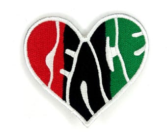 Peace Heart Embroidered Iron-On Patch for Jackets, Bags and Gear